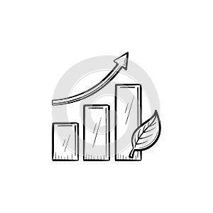 Growth arrow hand drawn sketch icon.