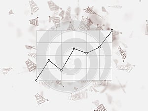 Growth bar chart on the background graphics. Many chart on a white background. business, finance, investment, saving and cash conc