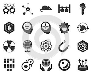 Growth, biology. Bioengineering glyph icons set. Biotechnology for health, researching, materials creating. Molecular biology,