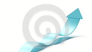 Growth of business concept. Aqua blue arrow line up. 3d rendering