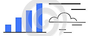 Growth Chart Bar Graph and Cloud Lines for Business Progress and Data Visualization