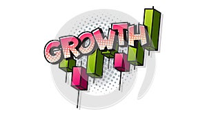 Growth chart and expression text on a Comic bubble with halftone. Vector illustration of a bright and dynamic cartoonish