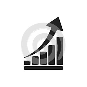 Growth chart icon. Grow diagram flat vector illustration. Busine