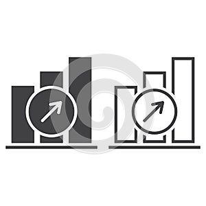 Growth chart line icon, outline and solid vector sign, linear