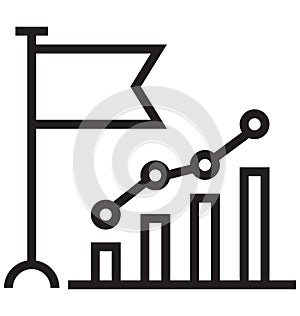growth chart line isolated vector icon can be easily modified and edit