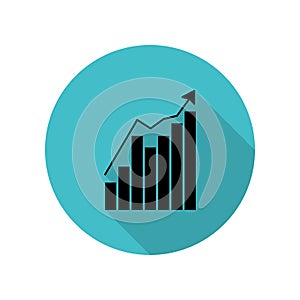 Growth chart long shadow icon. Simple glyph, flat vector of web icons for ui and ux, website or mobile application
