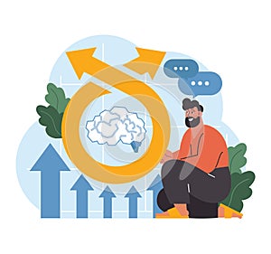 Growth in cognition. Flat vector illustration