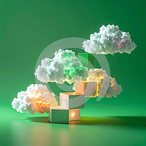 Growth Concept - Steps to the Glowing Cloud