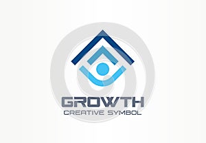 Growth creative symbol concept. Human professional progress abstract business leader logo. Person career success, best