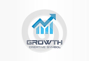 Growth creative symbol concept. Increase, bank profit, grow up arrow abstract business logo. Stock finance market