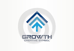 Growth creative symbol concept. Profit increase sign in success abstract business investment logo. Progress arrow