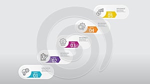 growth ellipse steps timeline infographic element report background with business line icon 5 steps