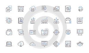 Growth and expansion line icons collection. Advancement, Expansion, Evolution, Progress, Amplification, Strengthening