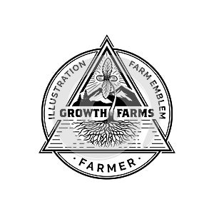 Growth farms illustration farm emblem logo design inspiration