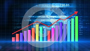 Growth graph and arrow, Abstract illustration business, Finance and investment