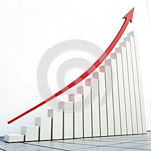 Growth graph with arrow isolated on white