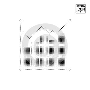 Growth Graph or Chart Dot Pattern Icon. Graph Dotted Icon Isolated on White Background. Vector Icon of Graph