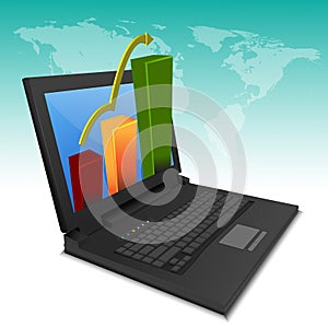 Growth graph chart on laptop