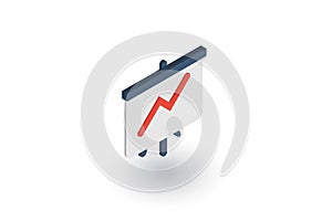 Growth graph chart, market success, arrow up isometric flat icon. 3d vector