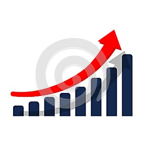 Growth graph or diagram with arrow up icon in modern colour design concept on isolated white background. EPS 10 vector