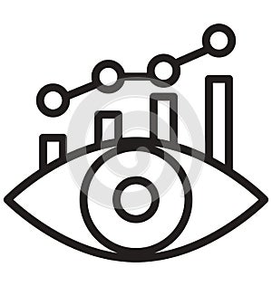 growth graph with eye line isolated vector icon can be easily modified and edit