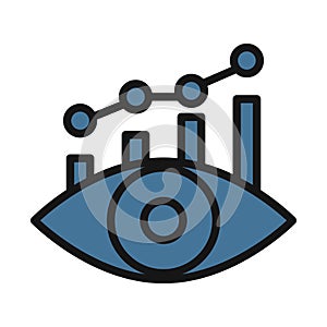 growth graph with eye line isolated vector icon can be easily modified and edit