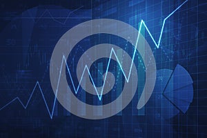 Growth graph with financial chart and graph, success business