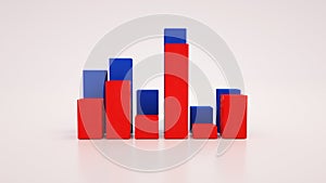 Growth graph, financial indicators, statistics. 3d illustration isolated on white background, graphic design elements