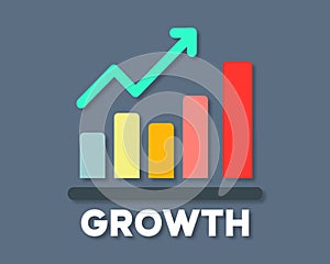 Growth graph icon in flat style. Vector illustration. Eps 10