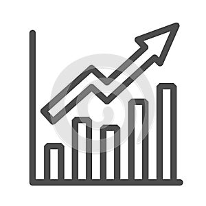 Growth graph line icon, Business concept, Infographic sign on white background, financial growing chart with arrow icon