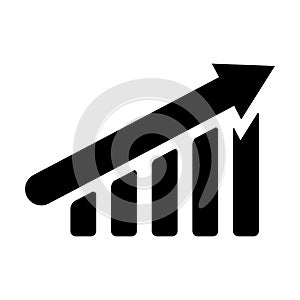 Growth graph up silhouette icon. Financial chart arrow linear style sign symbol for business concept or web design. Vector