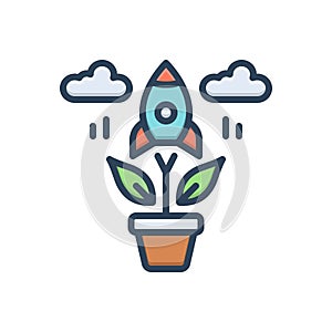 Color illustration icon for Growth, development and rising