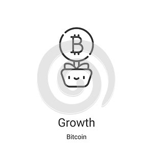 growth icon vector from bitcoin collection. Thin line growth outline icon vector illustration. Linear symbol for use on web and