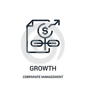 growth icon vector from corparate management collection. Thin line growth outline icon vector illustration. Linear symbol for use photo