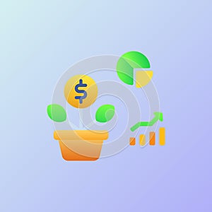 Growth investment icons set collection with smooth style coloring