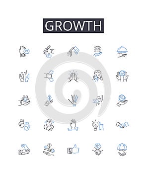 Growth line icons collection. Breakout, Liberty, Freedom, Evasion, Fugitive, Getaway, Elude vector and linear