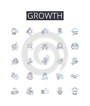 Growth line icons collection. Breakout, Liberty, Freedom, Evasion, Fugitive, Getaway, Elude vector and linear photo