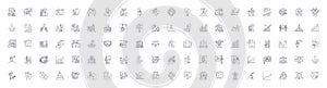 Growth line icons signs set. Design collection of Expansion, Advancement, Rise, Increment, Heighten, Develop, Increase photo