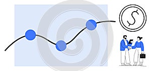Business Growth Chart with Professionals Discussing Financial Ideas and Money Concept