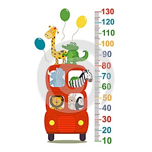 Growth measure with animals in london red bus