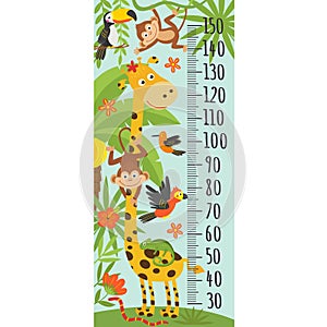 Growth measure with giraffe and other jungle animals