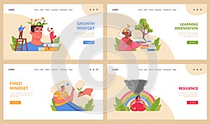 Growth mindset set. Flat vector illustration