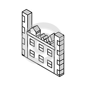 growth plant on building roof isometric icon vector illustration