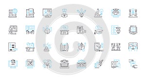 Growth process linear icons set. Development, Progress, Maturity, Advancement, Improvement, Expansion, Evolution line