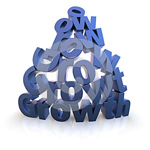 Growth pyramid in blue over white background