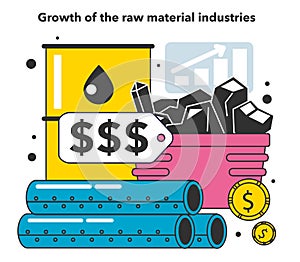 Growth of the raw material industries as a financial inflation cause.