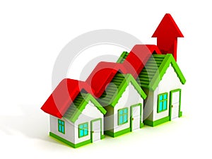 Growth real estate concept house graph with rising arrow