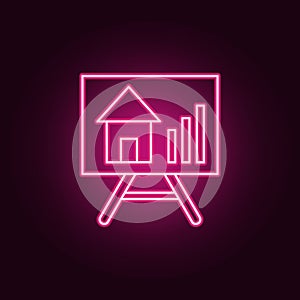 Growth of real estate prices vector neon icon. Elements of Real Estate set. Simple icon for websites, web design, mobile app, info