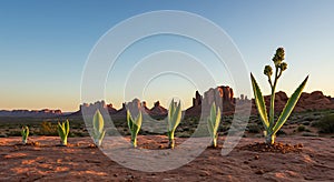 Growth stages of desert plants in Monument Valley