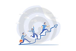 Growth strategy, career path development or growing business, employee training or improvement, job promotion concept, flat vector